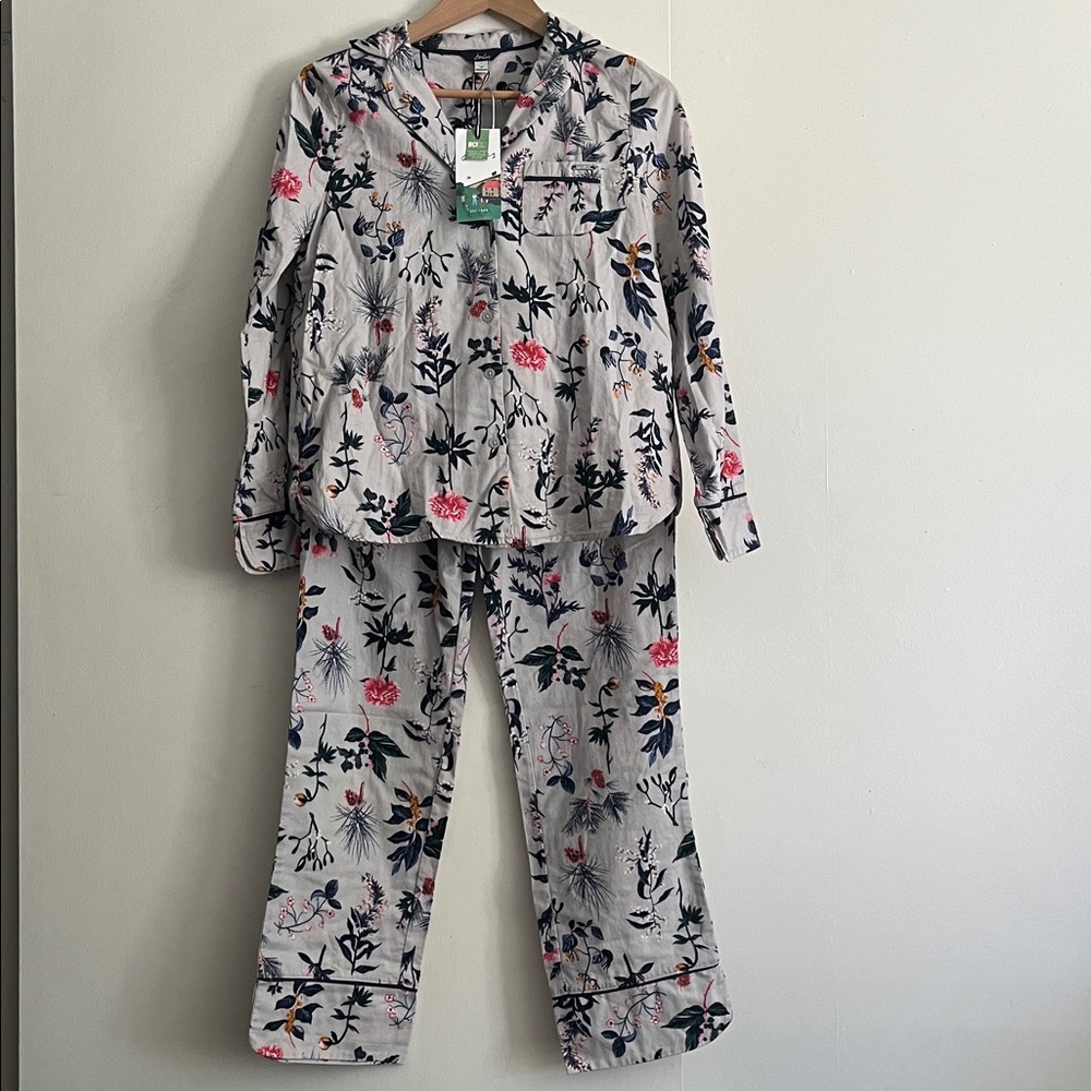 Joules Sleeptight Silver Floral Pajama Set, Size S